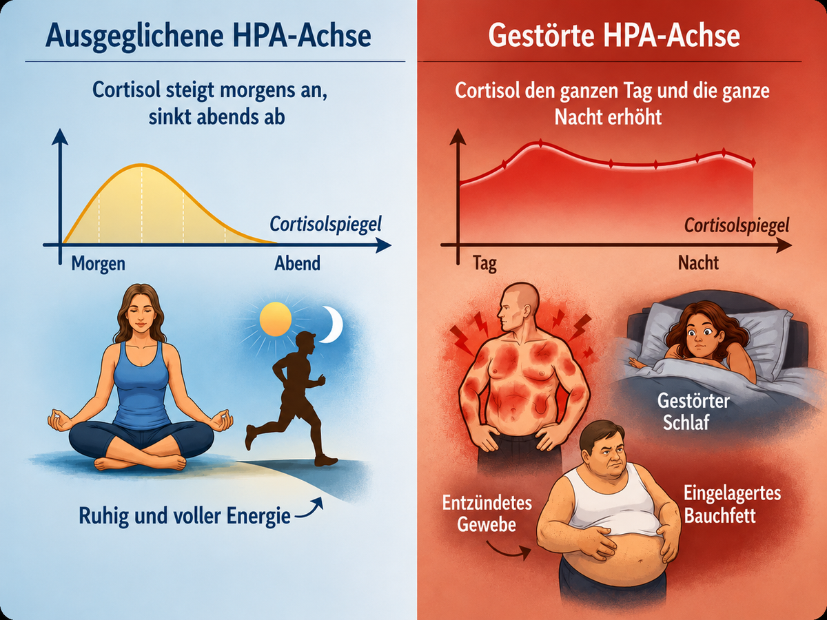 Vergleich zwischen einer ausgeglichenen HPA-Achse und einer gestörten HPA-Achse