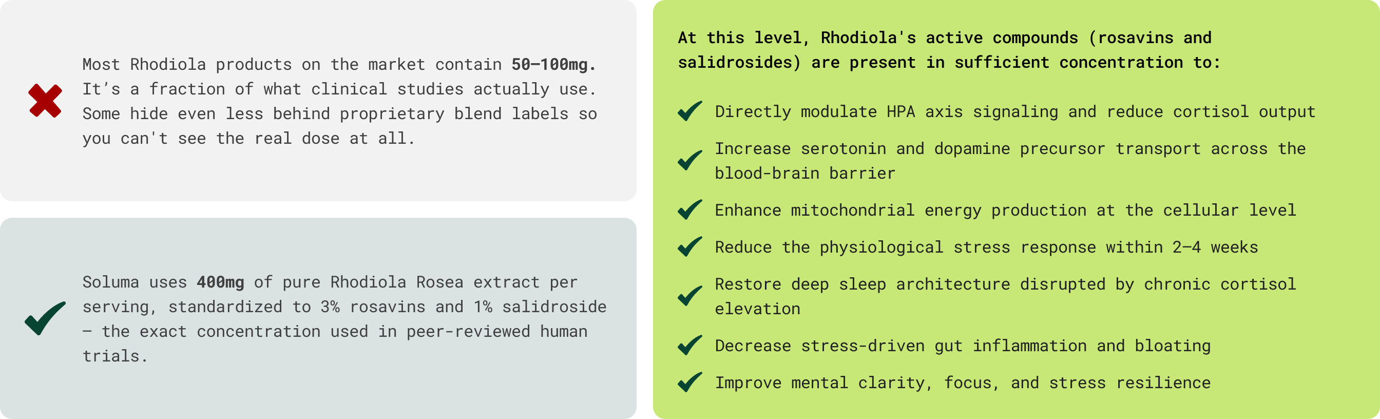 Bei dieser Dosierung sind die aktiven Verbindungen von Rhodiola Rosea in ausreichender Konzentration vorhanden