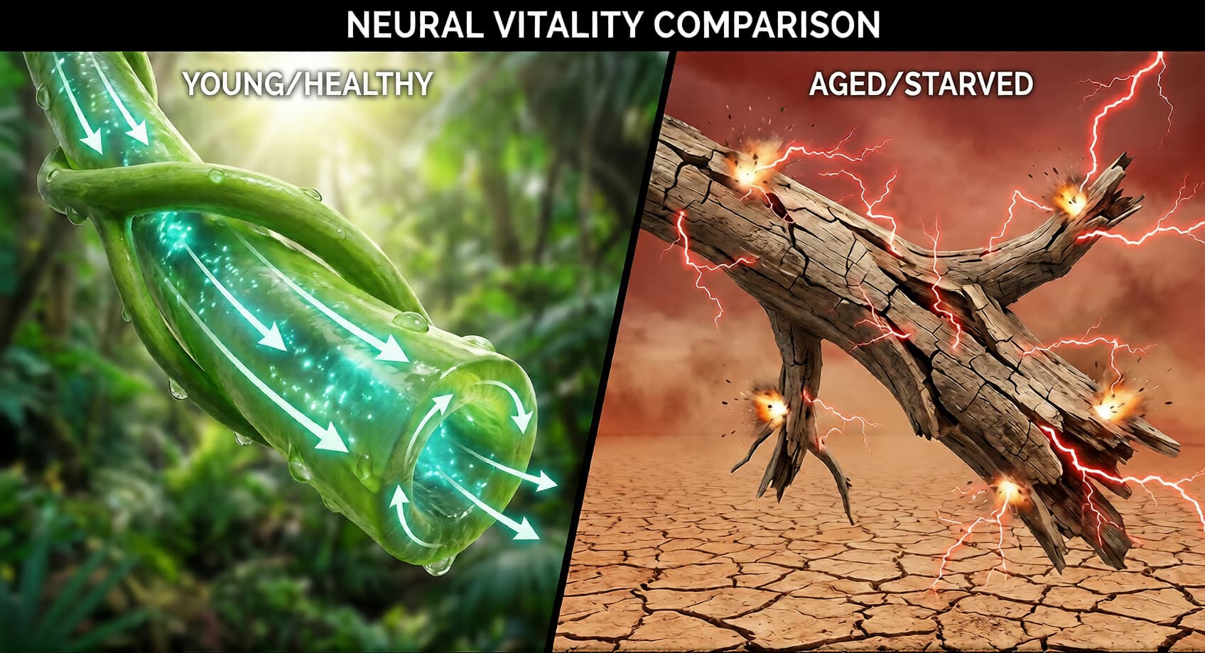 Comparaison d'un nerf sciatique sain et d'un nerf vieilli et comprimé