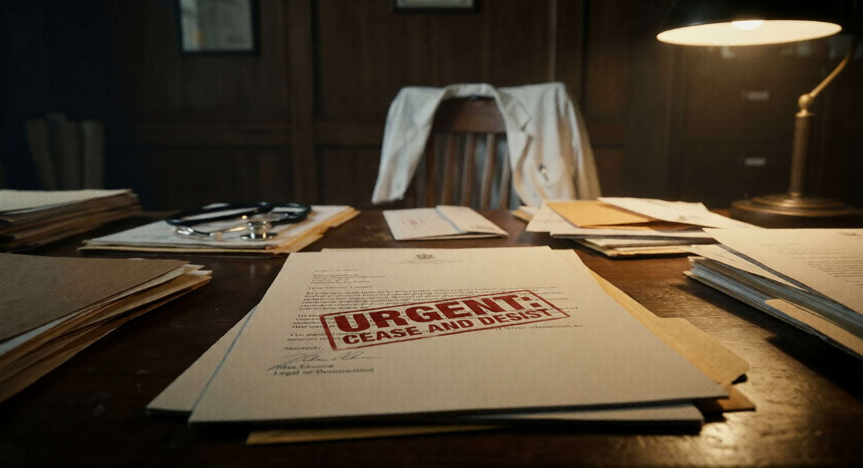 Lettre urgente de mise en demeure posée sur un bureau